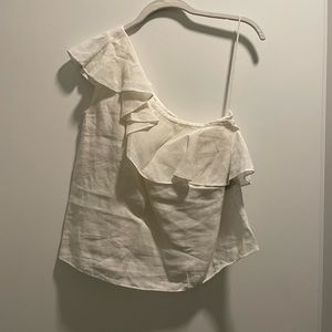 Isabel Marant Etoile white linen one shoulder ruffle top size 36